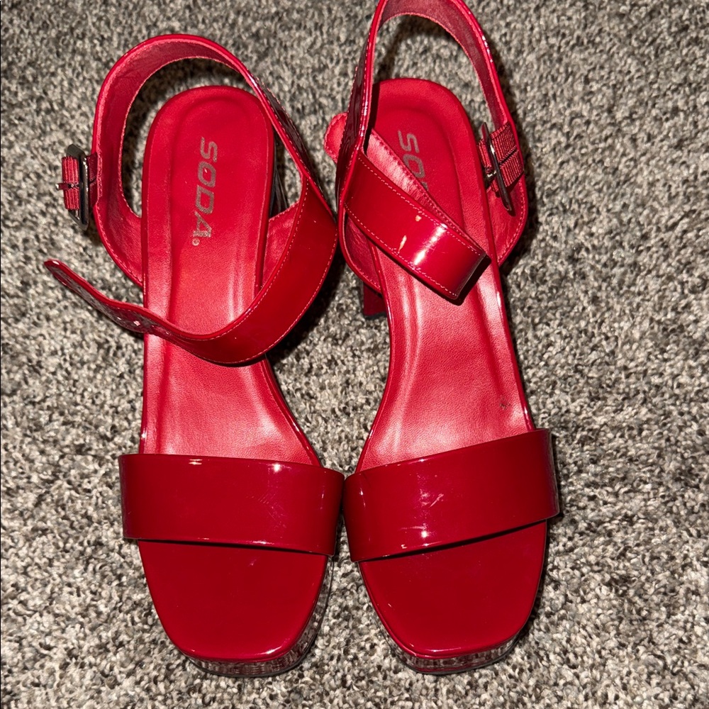 Soda Women's Bold Red Heels